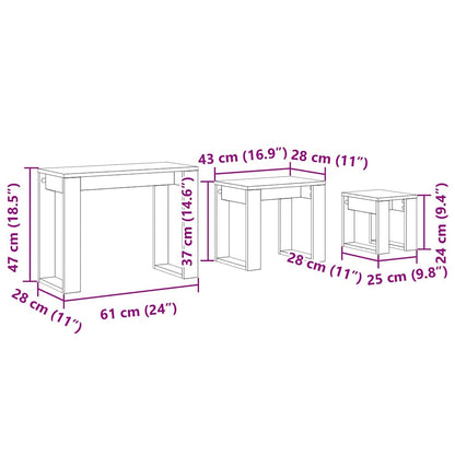 Nestingtisch 3 pcs Schwarze Eiche 61 x 28 x 47 cm Holzwerkstoff