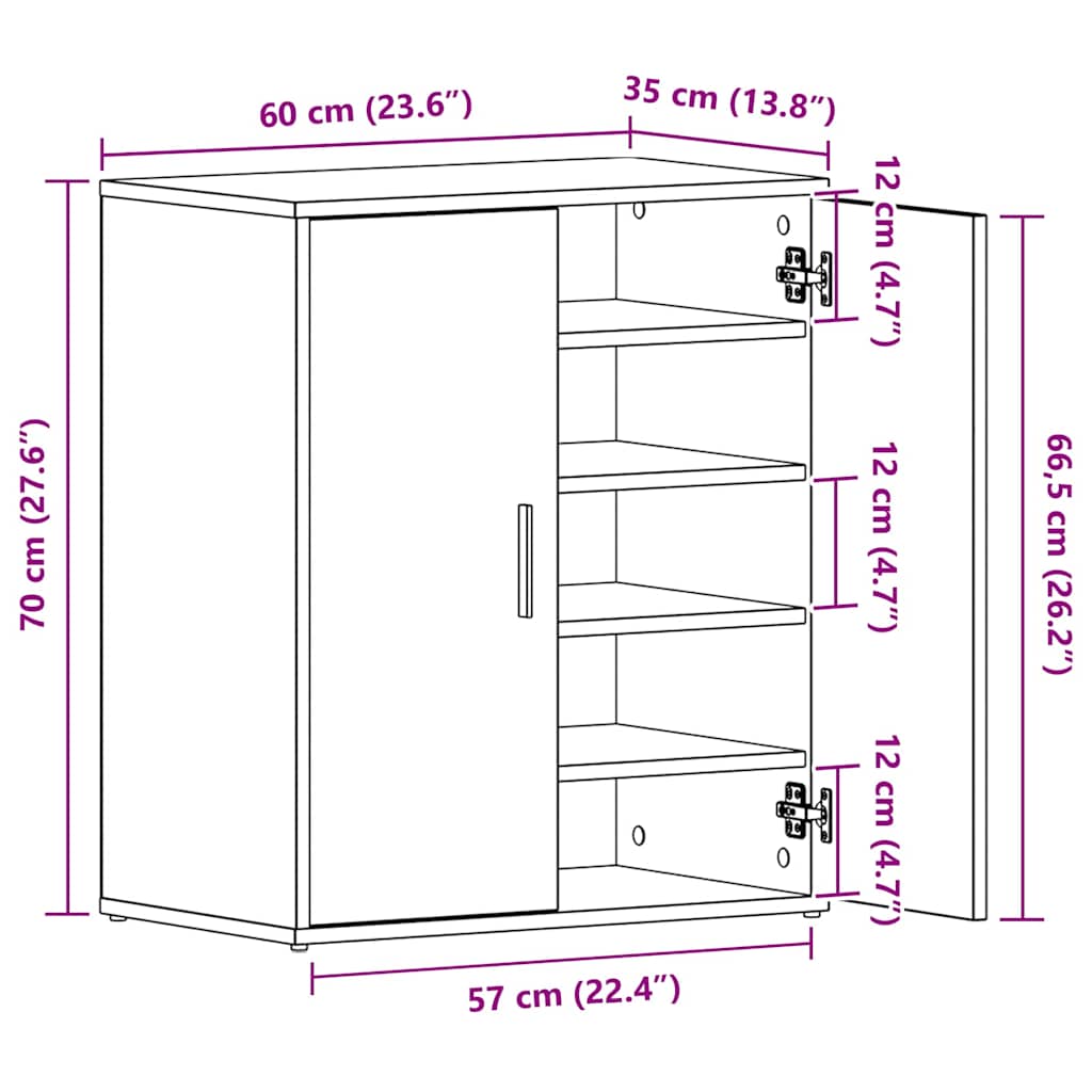 Schuhschrank Schwarze Eiche 60 x 35 x 70 cm Holzwerkstoff