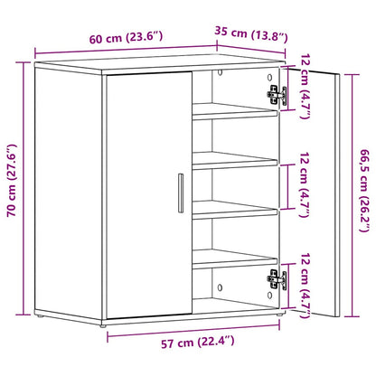Schuhschrank Schwarze Eiche 60 x 35 x 70 cm Holzwerkstoff