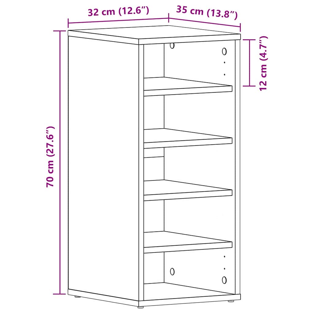 Schuhschrank Schwarze Eiche 32 x 35 x 70 cm Holzwerkstoff