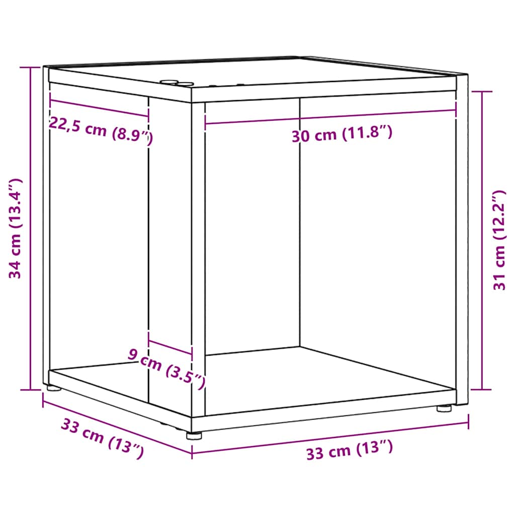 Eckregale Schwarze Eiche 33 x 33 x 34.5 cm Holzwerkstoff