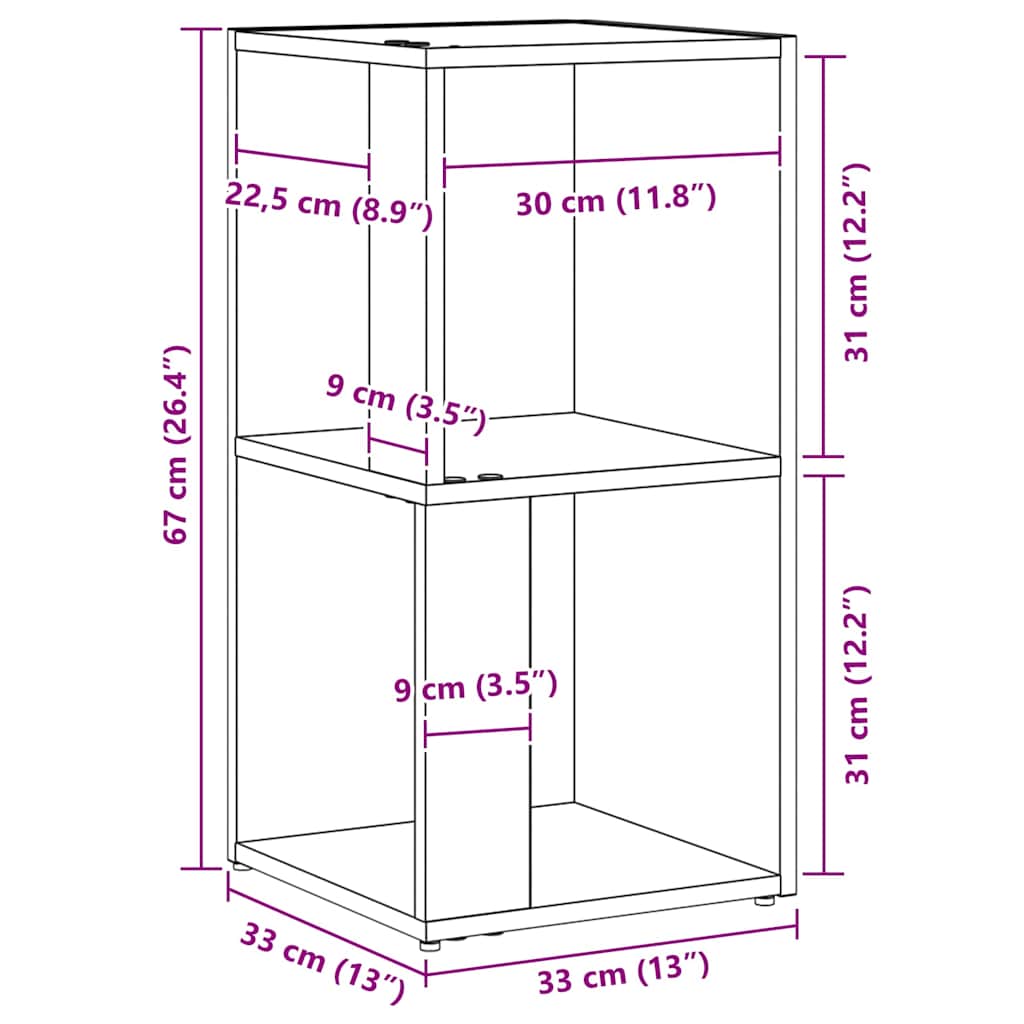 Eckregale Schwarze Eiche 33 x 33 x 67 cm Holzwerkstoff