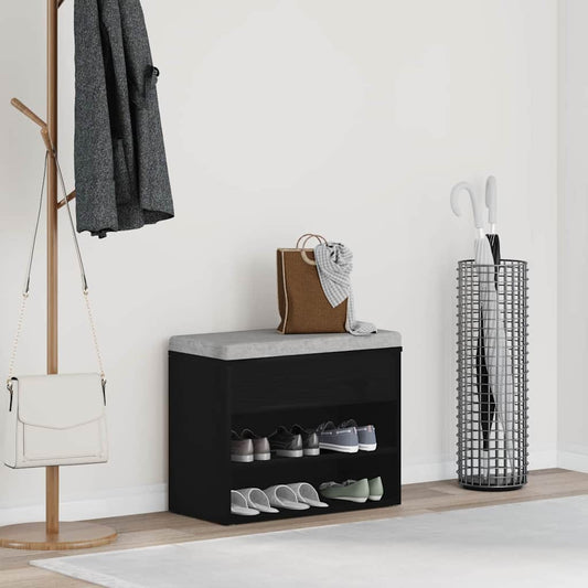 Schuhbank Schwarz Eichen-Optik 60 x 30 x 45 cm Holzwerkstoff