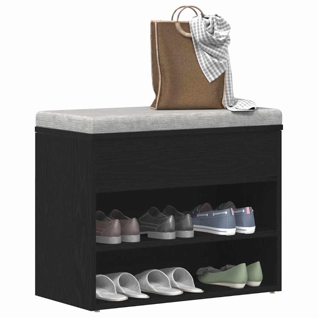 Schuhbank Schwarz Eichen-Optik 60 x 30 x 45 cm Holzwerkstoff