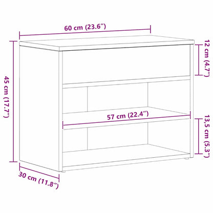 Schuhbank Schwarz Eichen-Optik 60 x 30 x 45 cm Holzwerkstoff