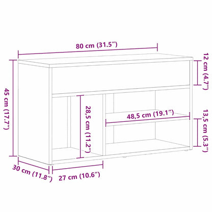 Schuhbank Schwarze Eiche 60 x 30 x 45 cm Holzwerkstoff