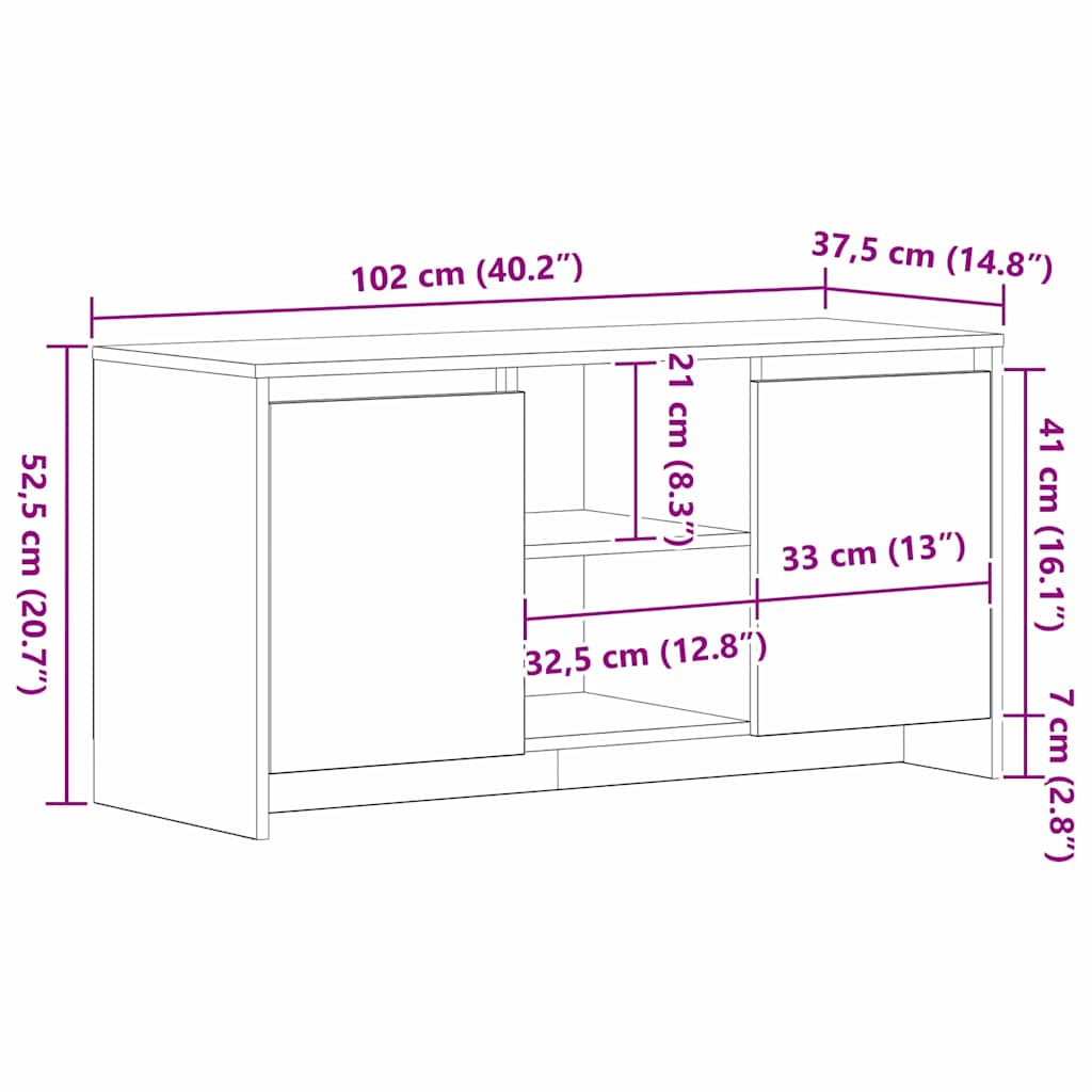 TV-Ständer Schwarz 102 x 37,5 x 52,5 cm Holzwerkstoff