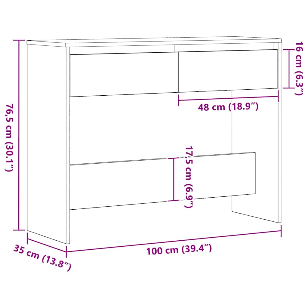 Konsolentisch Schwarze Eiche 100 x 35 x 76,5 cm Holzwerkstoff