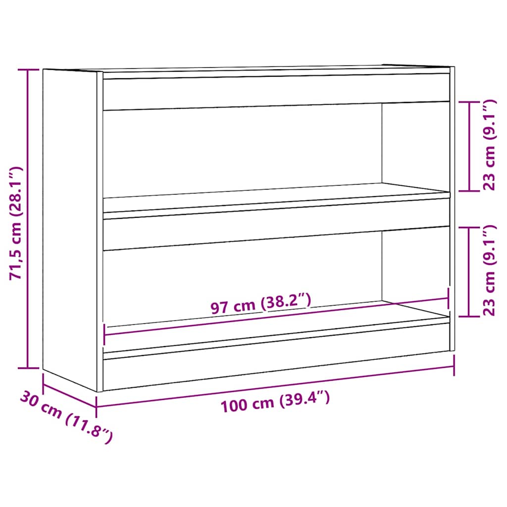 Bücherregal Schwarze Eiche 100 x 30 x 72 cm Holzwerkstoff