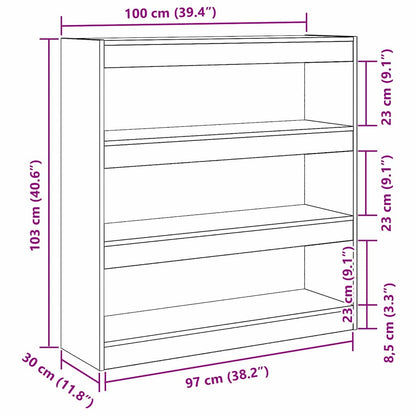 Bücherregal Schwarze Eiche 100 x 30 x 103 cm Holzwerkstoff