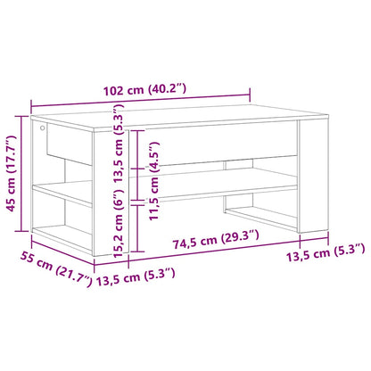 Couchtisch Schwarze Eiche 102 x 55 x 45 cm Holzwerkstoff