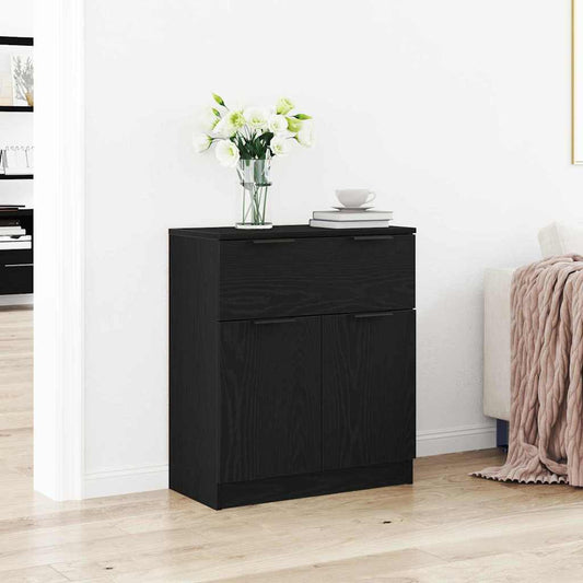 Sideboard Schwarz Eichen-Optik 60 x 30 x 70 cm Holzwerkstoff