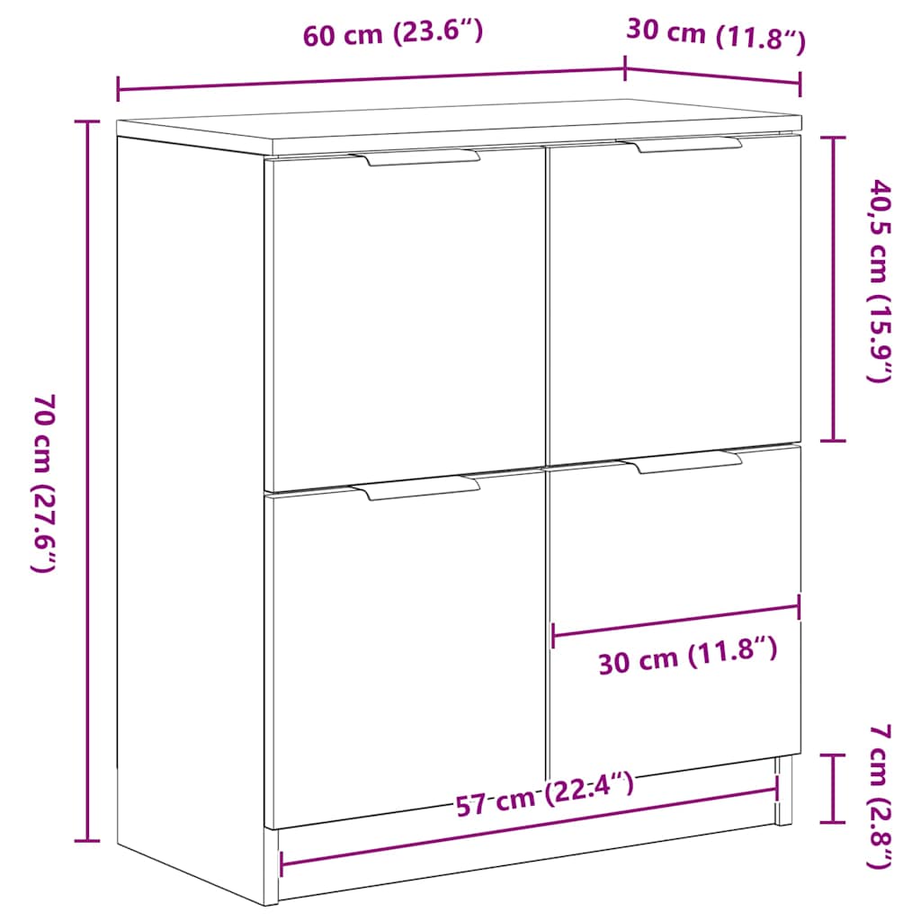 Sideboard Schwarz 60 x 30 x 70 cm Holzwerkstoff
