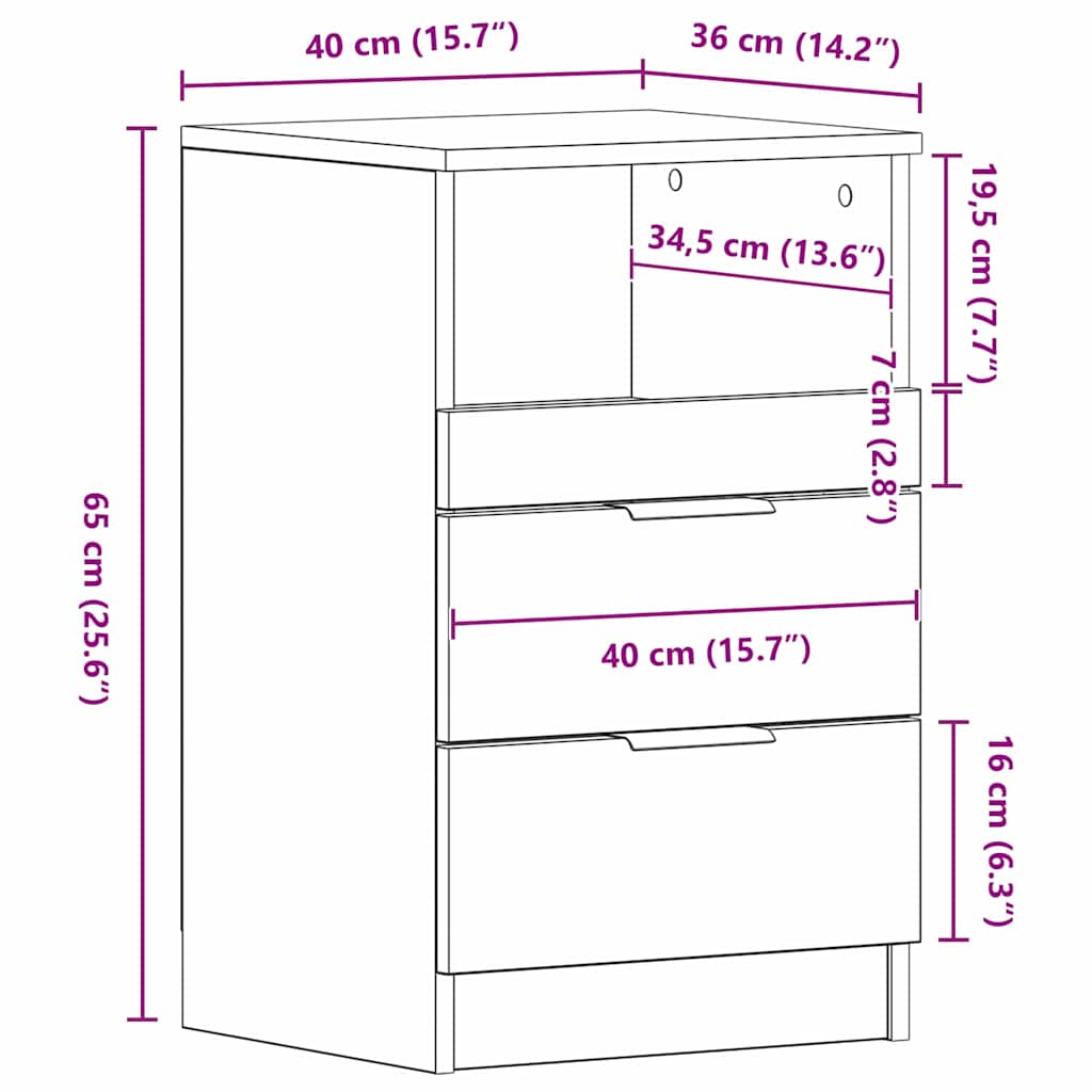Nachttisch 2 pcs Schwarze Eiche 40 x 35 x 65 cm Holzwerkstoff
