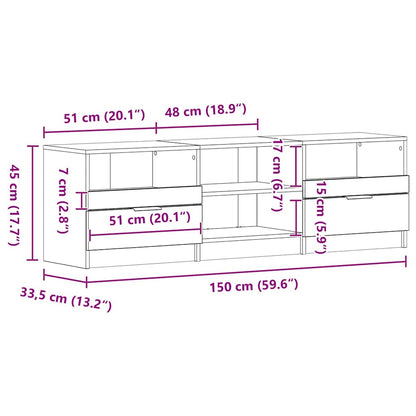 TV-Schränk Schwarz Eichen-Optik 150 x 33,5 x 45 cm