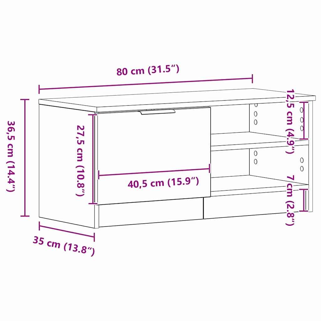 TV-Schränk Schwarz 80 x 35 x 36.5 cm Holzwerkstoff