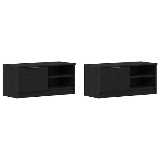 TV-Schränk 2 pcs Schwarz Eichen-Optik 80 x 35 x 36,5 cm