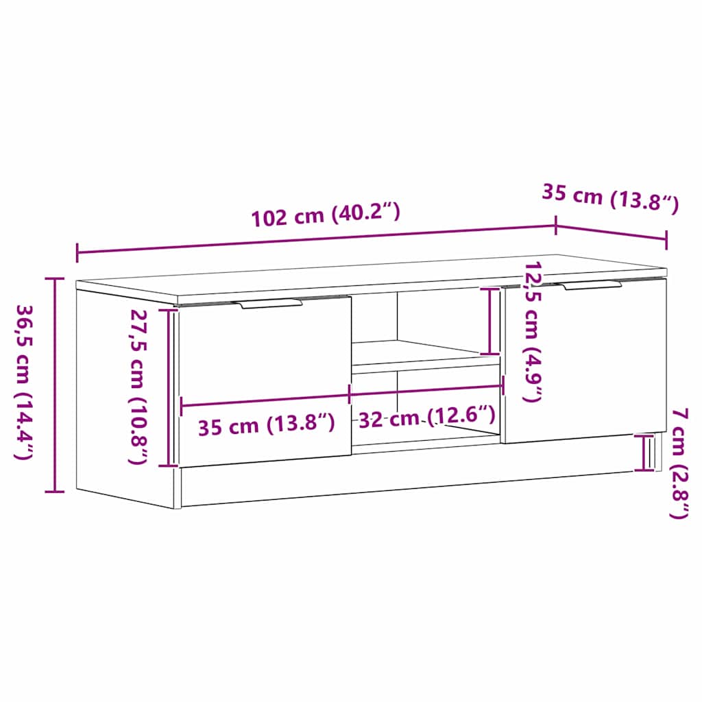 TV-Schränk Schwarz 102 x 35 x 36.5 cm Holzwerkstoff
