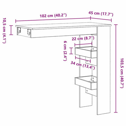 Wand Bar Tisch Schwarze Eiche 102 x 55 x 103,5 cm Holzwerkstoff