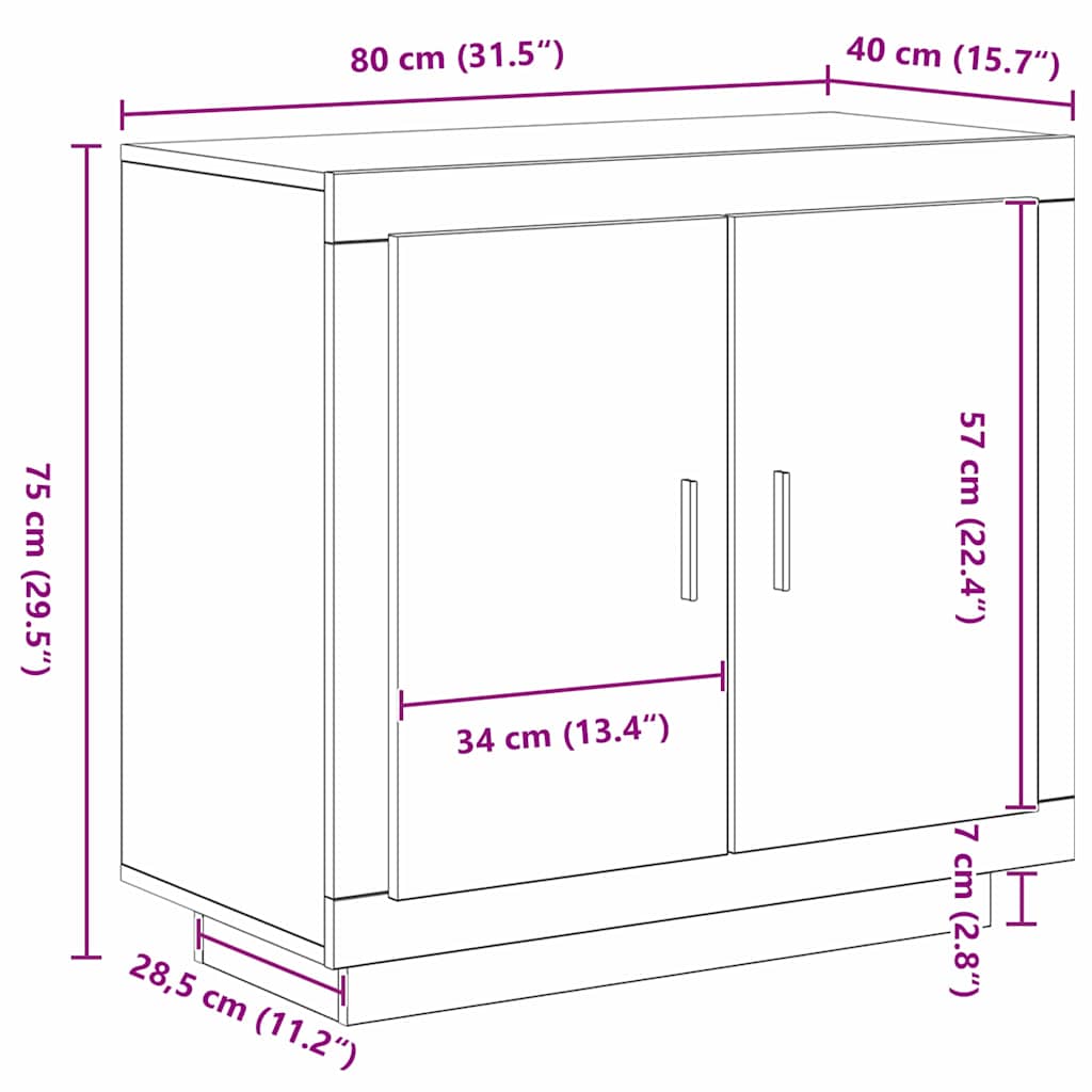 Sideboard Schwarz 80 x 40 x 75 cm Holzwerkstoff
