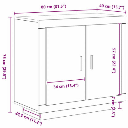 Sideboard Schwarz 80 x 40 x 75 cm Holzwerkstoff