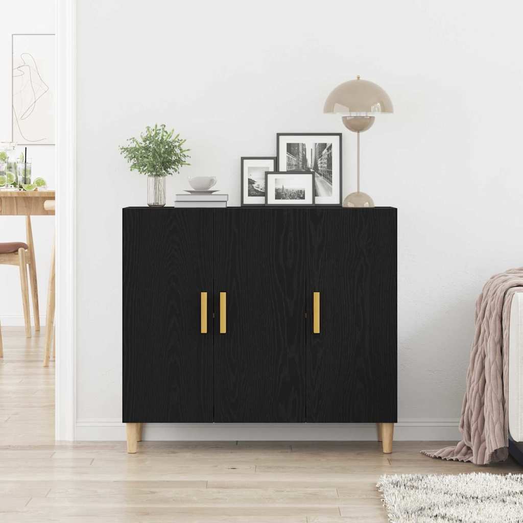 Sideboard Schwarz 90 x 34 x 80 cm Holzwerkstoff