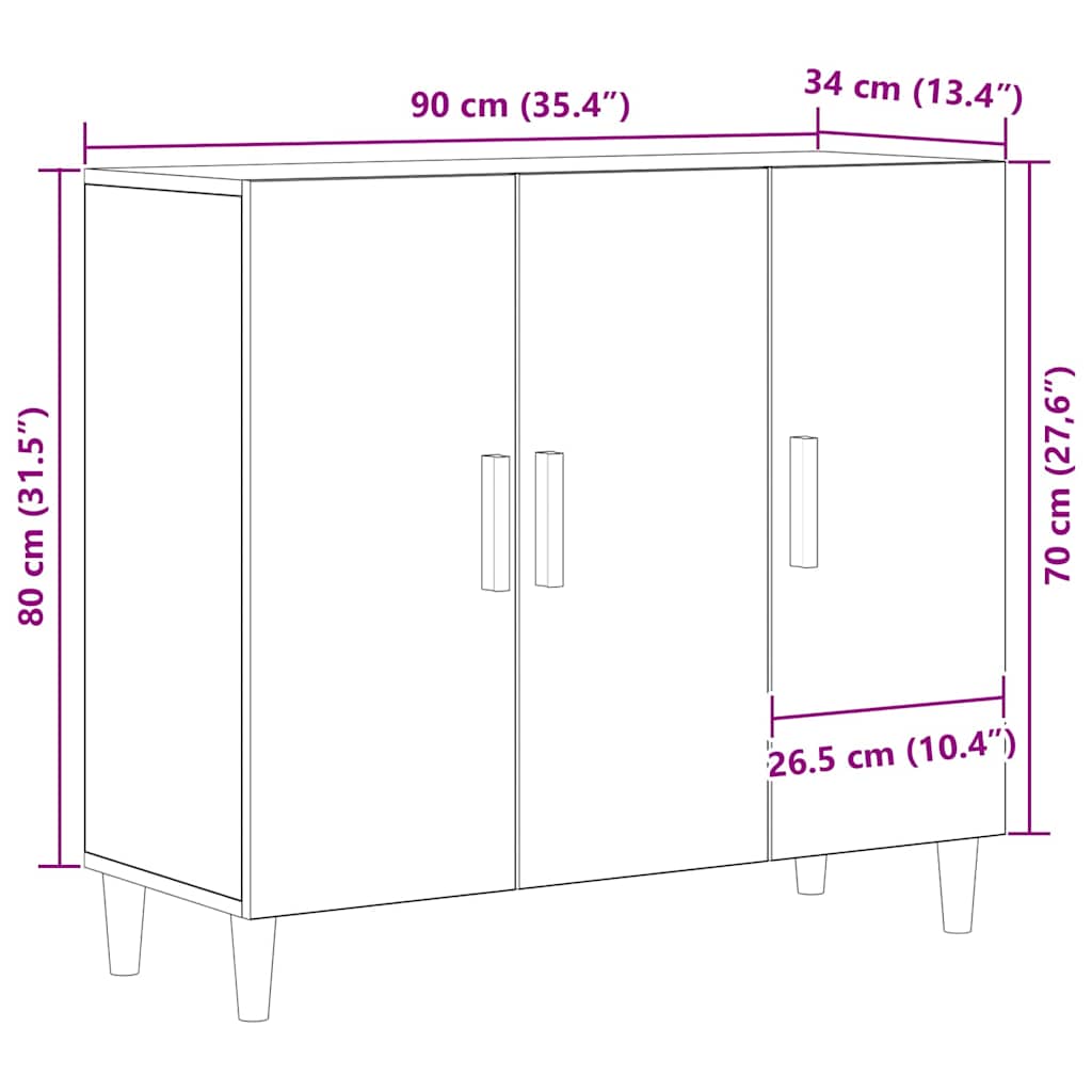 Sideboard Schwarz 90 x 34 x 80 cm Holzwerkstoff