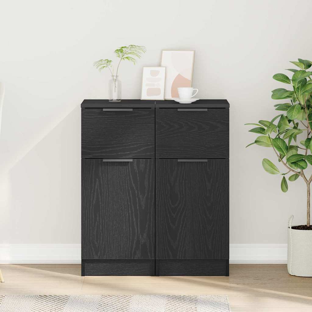 Sideboards 2 pcs Schwarze Eiche 30 x 30 x 70 cm Holzwerkstoff