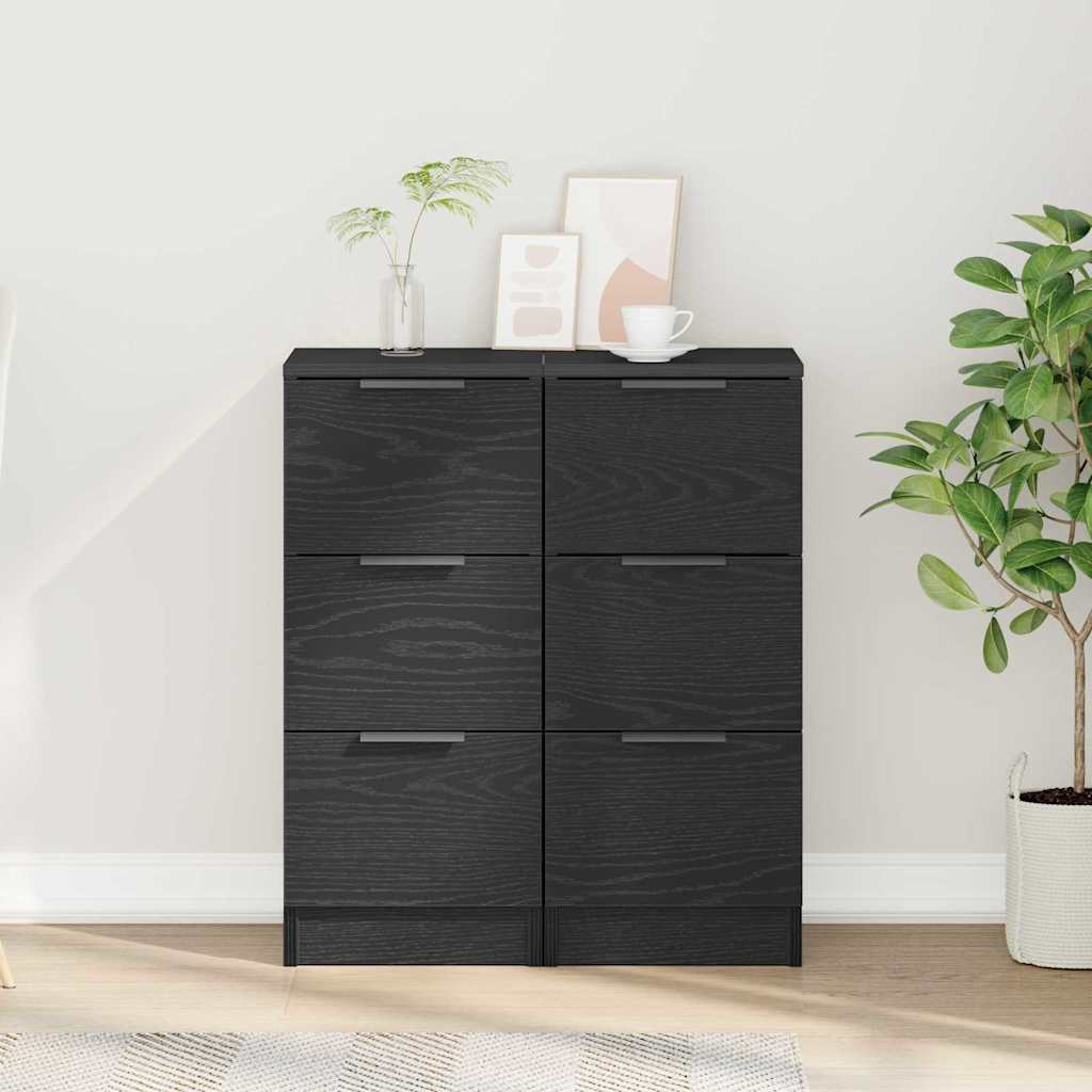 Sideboards 2 pcs Schwarze Eiche 30 x 30 x 70 cm Holzwerkstoff