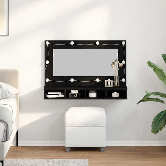 LED Spiegel Schrank in Schwarz Eiche - 90x31.5x62 cm