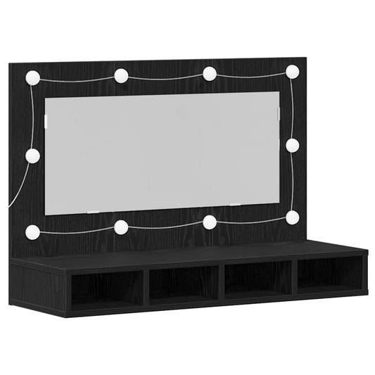 LED Spiegel Schrank in Schwarz Eiche - 90x31.5x62 cm