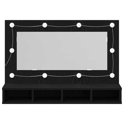 Spiegelschrank mit Regal Schwarz Eichen-Optik 90 x 31,5 x 62 cm