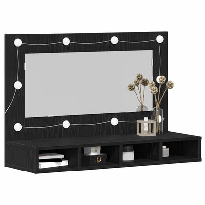 Spiegelschrank mit Regal Schwarz Eichen-Optik 90 x 31,5 x 62 cm