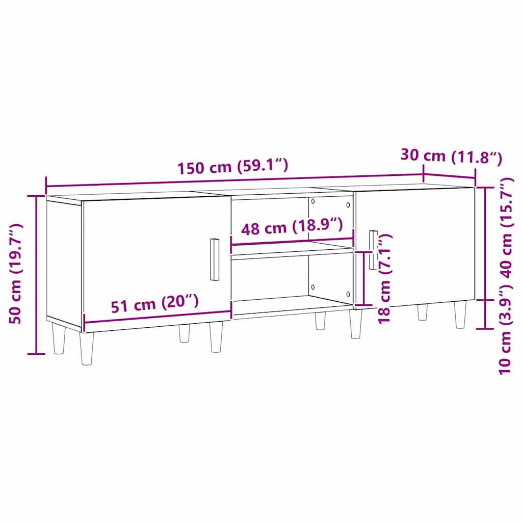 TV-Schrank Eiche handwerklich 150 x 30 x 50 cm Holzwerkstoff