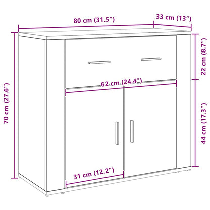 Sideboard Schwarze Eiche 80 x 33 x 70 cm Holzwerkstoff