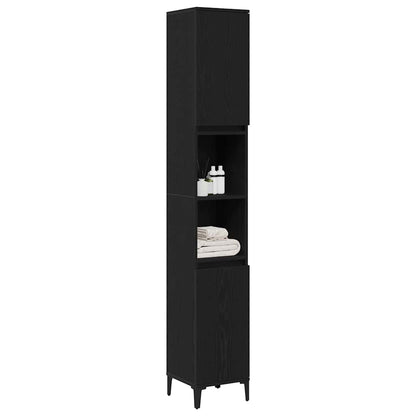 Badezimmer Schrank Schwarz Eichen-Optik 30 x 30 x 190 cm