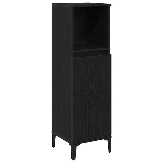 Badezimmer Schrank Schwarz Eiche 30x30x100 cm Holzwerkstoff