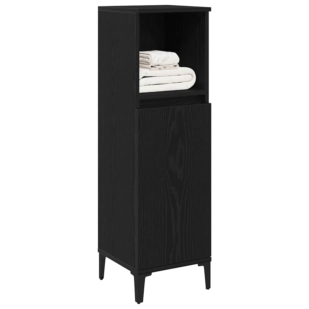 Badezimmer Schrank Schwarz Eichen-Optik 30 x 30 x 100 cm