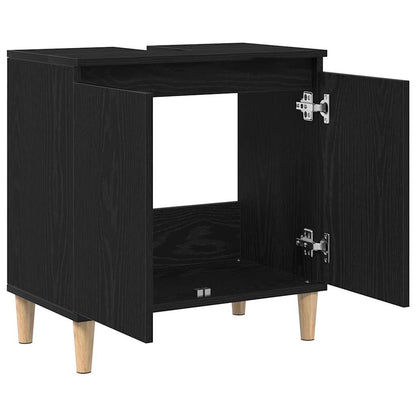 Spülenschrank mit Regal Schwarz Eichen-Optik 58 x 33 x 60 cm