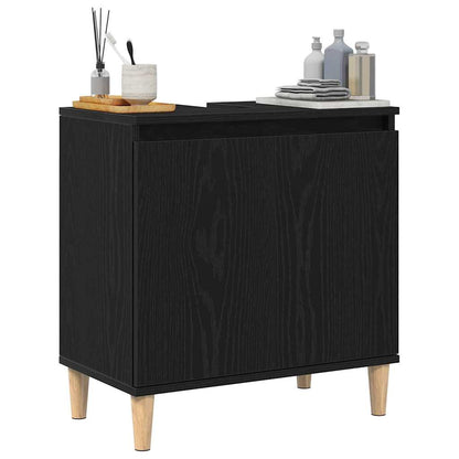 Spülenschrank mit Regal Schwarz Eichen-Optik 58 x 33 x 60 cm