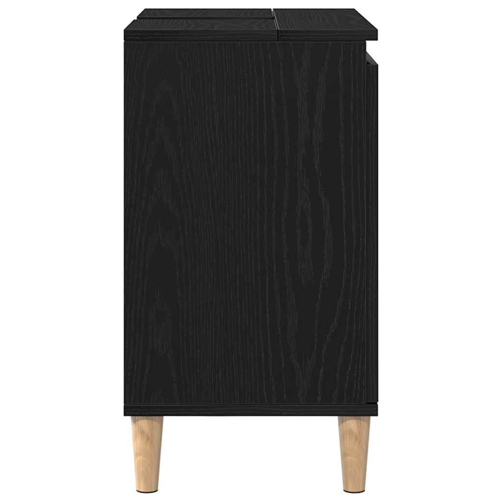 Spülenschrank mit Regal Schwarz Eichen-Optik 58 x 33 x 60 cm