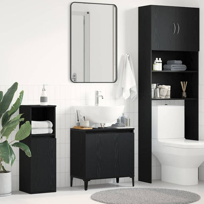 Spülenschrank mit Regal Schwarz Eichen-Optik 58 x 33 x 60 cm