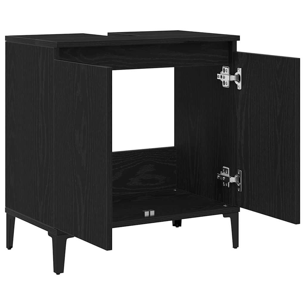Spülenschrank mit Regal Schwarz Eichen-Optik 58 x 33 x 60 cm