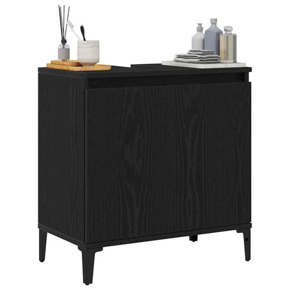 Spülenschrank mit Regal Schwarz Eichen-Optik 58 x 33 x 60 cm