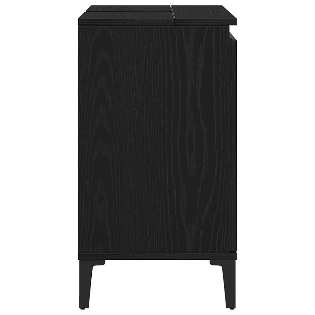 Spülenschrank mit Regal Schwarz Eichen-Optik 58 x 33 x 60 cm