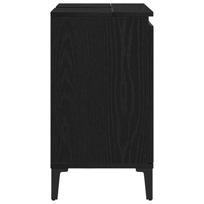Spülenschrank mit Regal Schwarz Eichen-Optik 58 x 33 x 60 cm