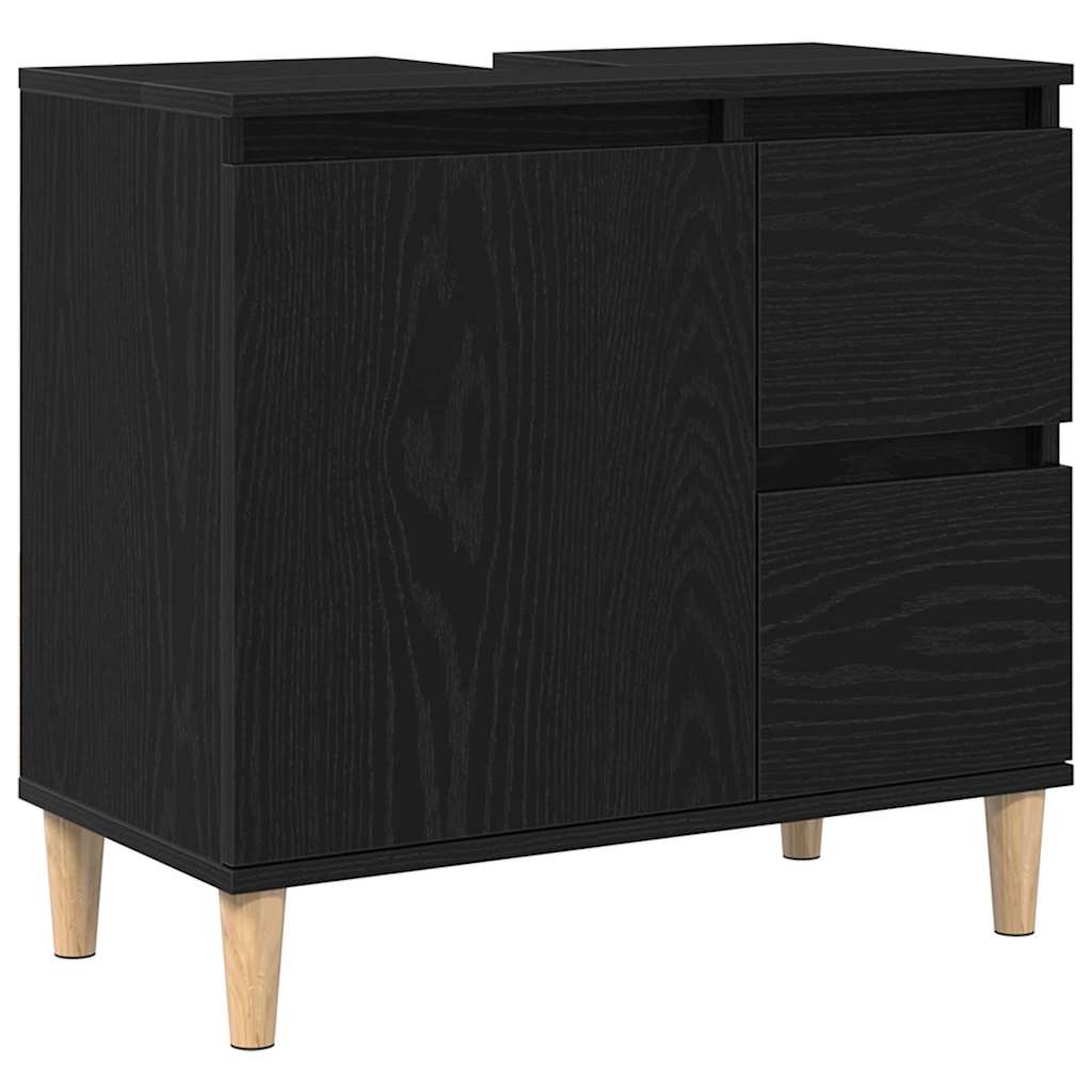 Badezimmerschrank mit Tür Schwarz Eichen-Optik 65 x 33 x 60 cm