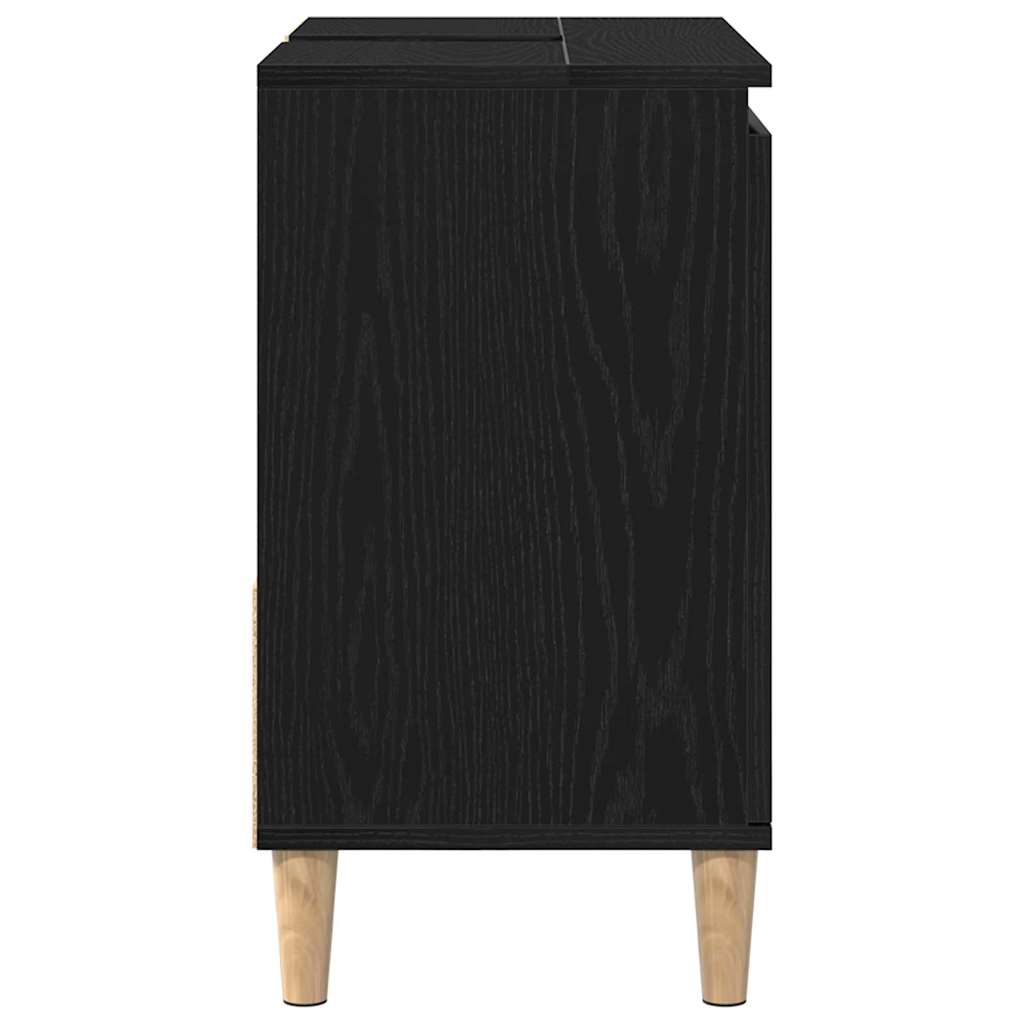 Badezimmerschrank mit Tür Schwarz Eichen-Optik 65 x 33 x 60 cm