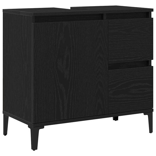 Waschschrank Schwarz Eiche 65x33x60 cm Holzwerkstoff