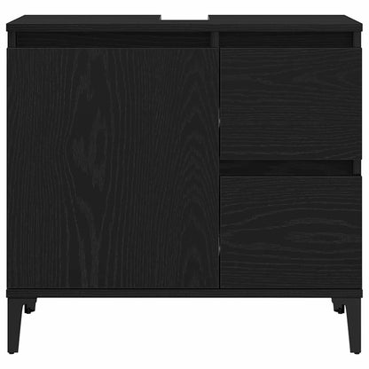 Badezimmer Schrank mit Tür Schwarz Eichen-Optik 65 x 33 x 60 cm